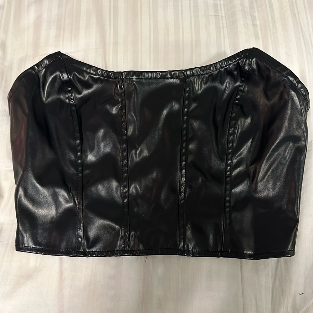SHEIN faux leather corset top